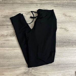 VS PINK Active Black Leggings Ruched Tie Front size medium